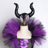 Girls Witch Queen Tutu Tulle with Horns Halloween Witch Costume for Kids Fancy Party Dress Children Clothes 2-10yr